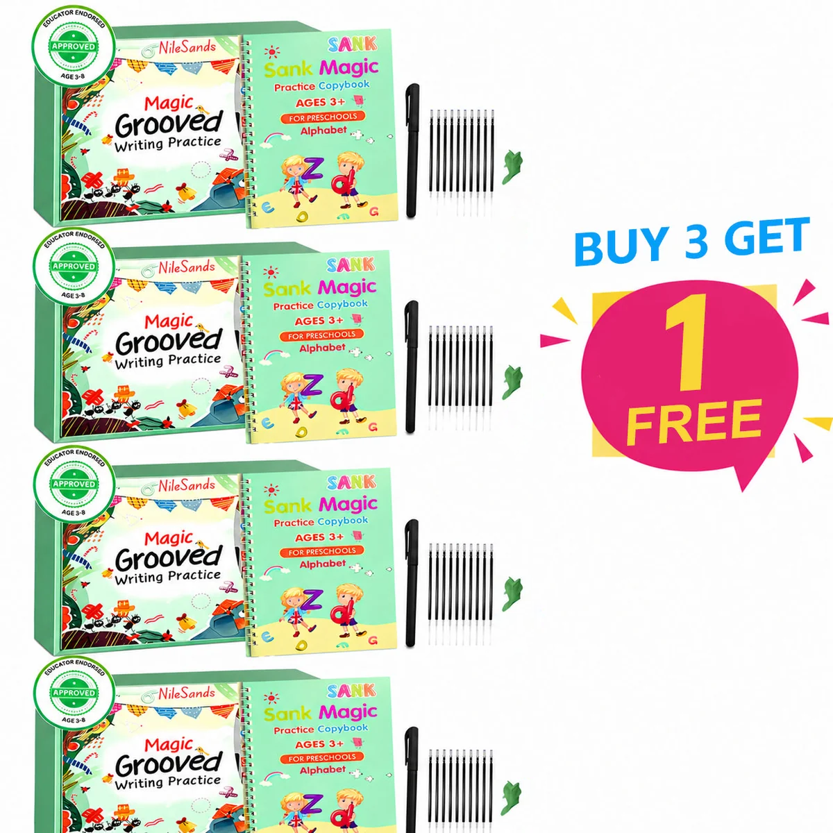 💥LAST DAY SALE 50%OFF📚MagicBook | Kids Practice Copybook Set (4Pcs/Set)