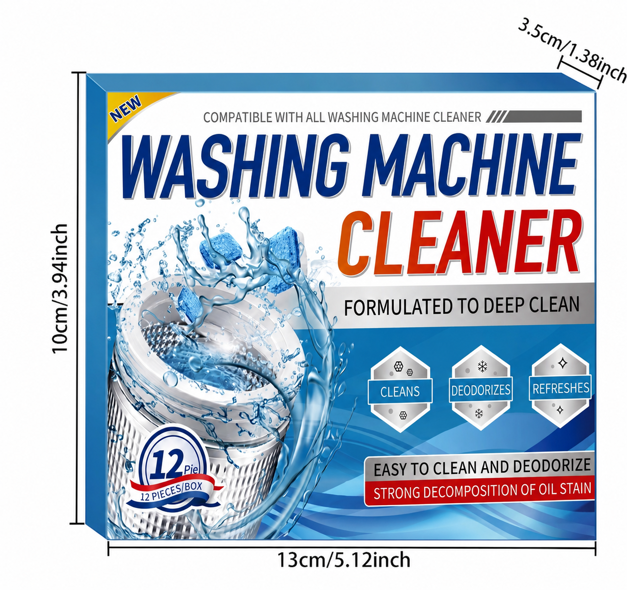 š„ BUY 2 GET 1 FREEW,ashing Machine Cleaning Tablets-12 Tablets Pack-Deep cleaning, descaling and deodorizingā