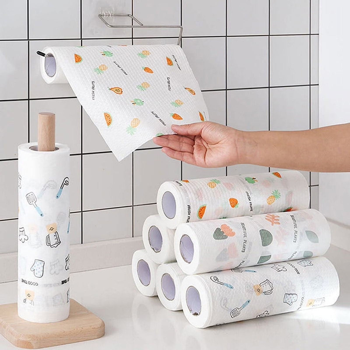 Anti-Grease Washable Cleaning Rags (50Pcs/Roll)