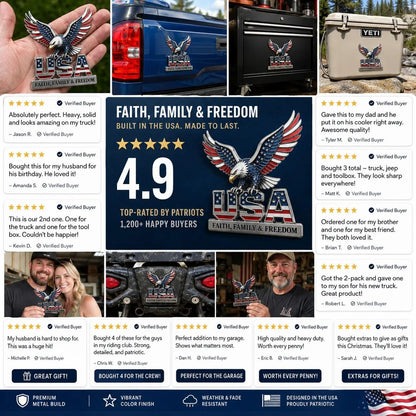 US250th Anniversary 50% OFF - ★USA Faith, Family & Freedom★ Metal Emblem