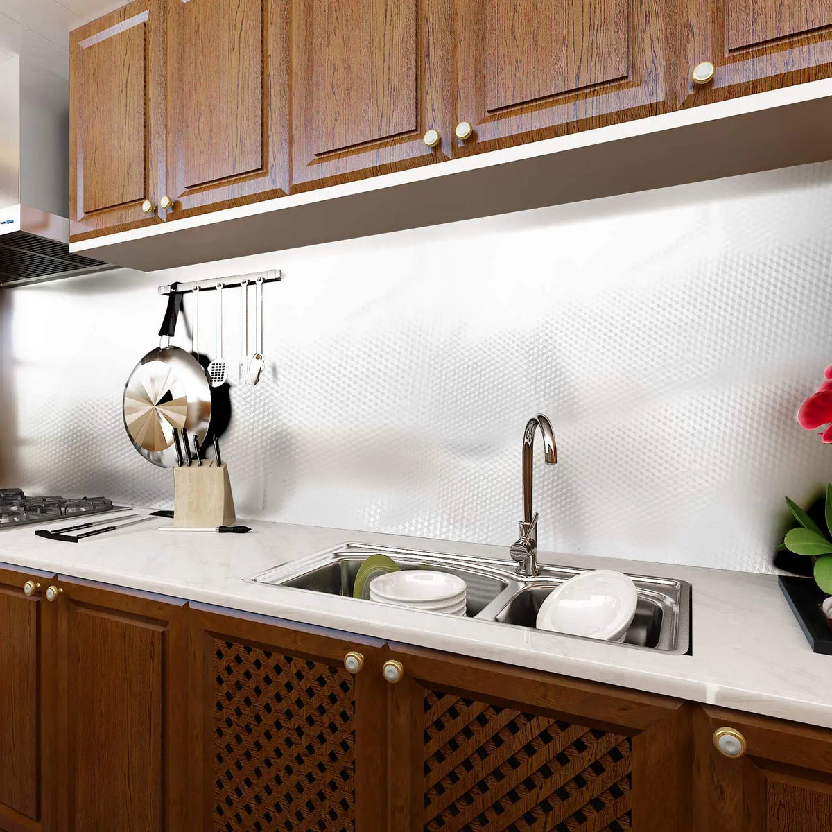 ✨ Heavy-Duty Grease-Proof Kitchen Backsplash (Peel & Stick)
