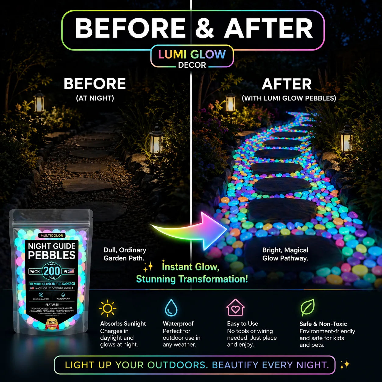 Glow-in-the-Dark Pebbles ✨ Garden & Aquarium Decor