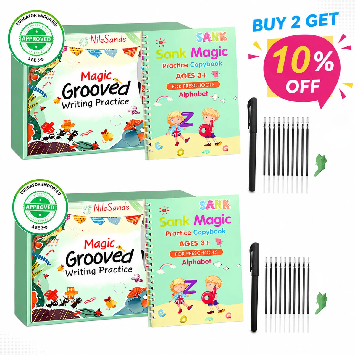 💥LAST DAY SALE 50%OFF📚MagicBook | Kids Practice Copybook Set (4Pcs/Set)