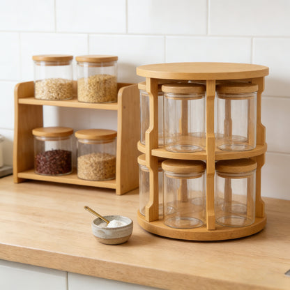 2-Tier Rotating Bamboo Spice Rack