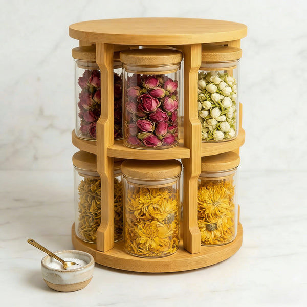 2-Tier Rotating Bamboo Spice Rack