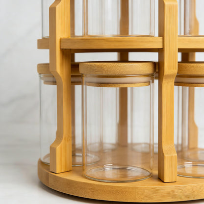 2-Tier Rotating Bamboo Spice Rack