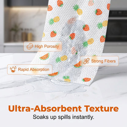 Anti-Grease Washable Cleaning Rags (50Pcs/Roll)