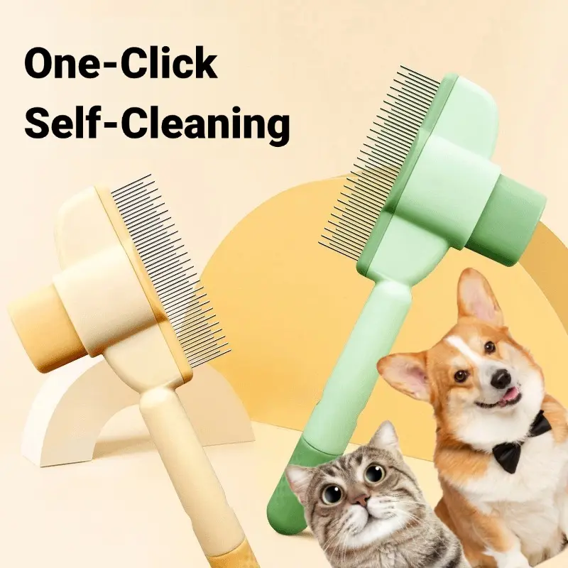 🔥Only Today: Buy One, Get One Free!!!🐾Stop The Fur-Nado!  1-Click Self-Cleaning Pet Brush  No More Mess!