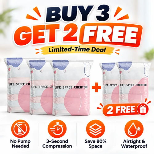 🔥 BUY 3 GET 2 FREE | No-Pump Vacuum Storage Bags - Save 80% Space Instantly! 📦