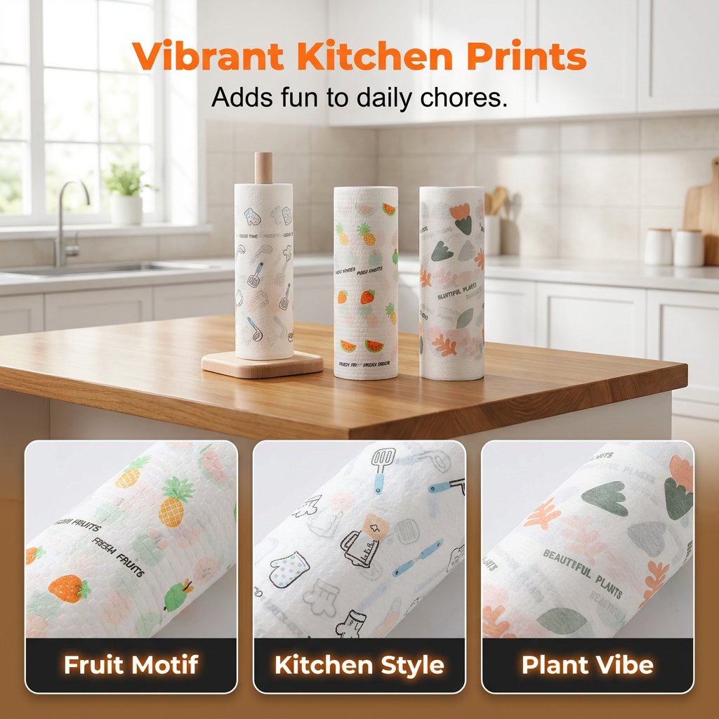 Anti-Grease Washable Cleaning Rags (50Pcs/Roll)