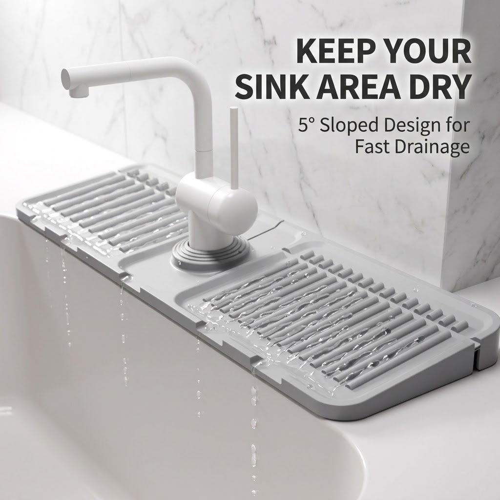 💧 Self-Draining Faucet Splash Guard