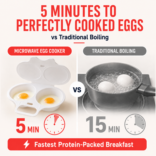 🍳 BUY 1 GET 1 FREE! ✨ Dual Cavity Microwave Egg Poacher – Quick Oil-Free Cooking, Food-Grade PP & Versatile Kitchen Essential 💫