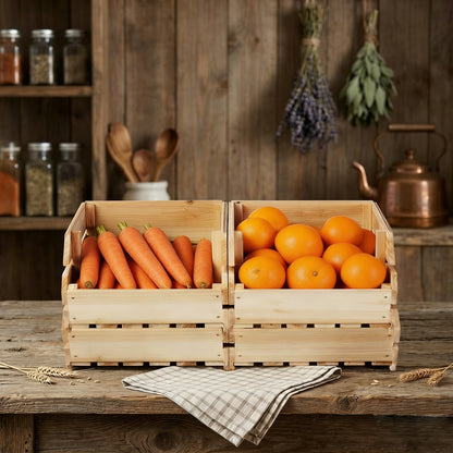 Stackable Solid Wood Kitchen Storage Crate