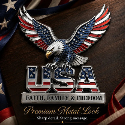 US250th Anniversary 50% OFF - ★USA Faith, Family & Freedom★ Metal Emblem