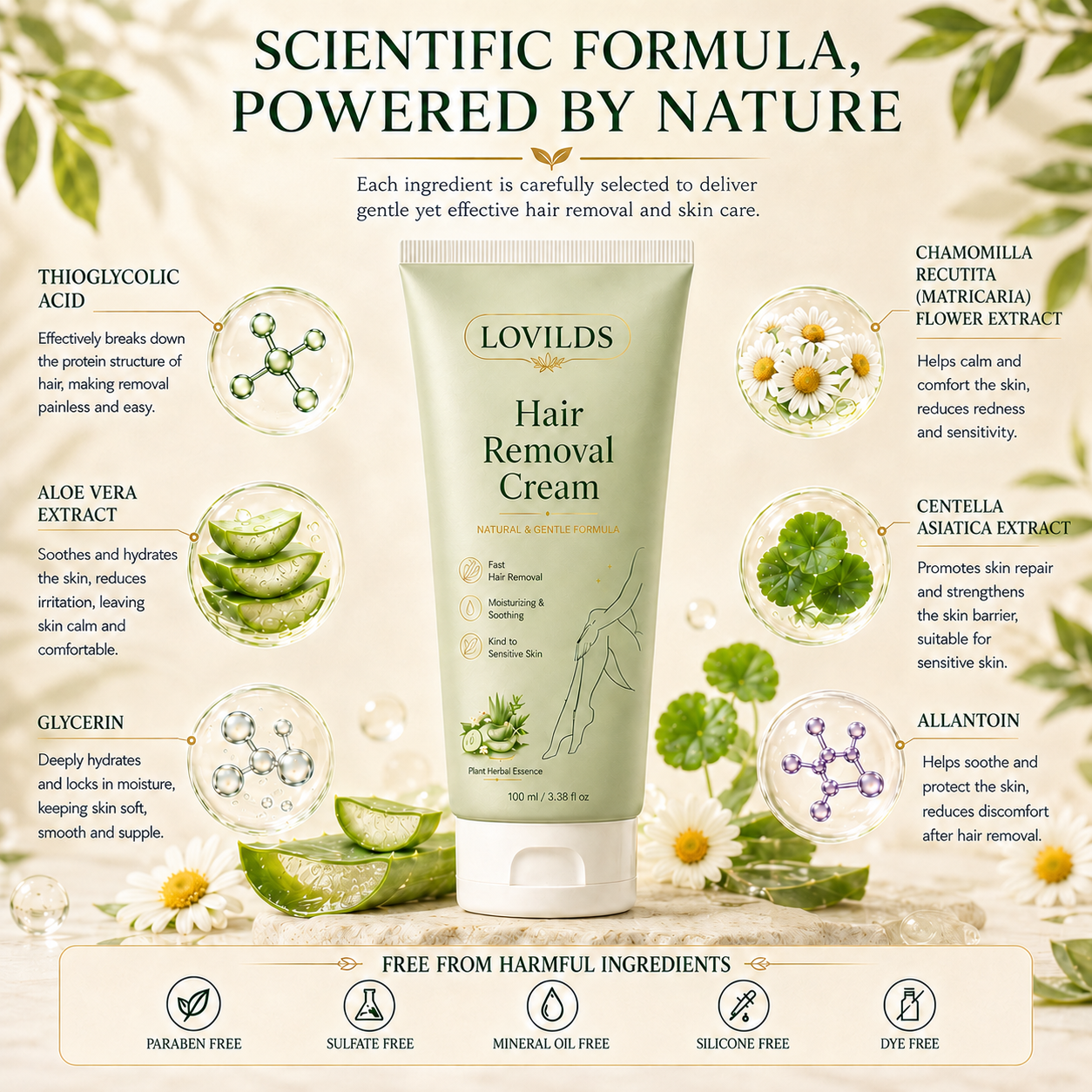 Lumivona | LOVILDS Painless Depilatory Cream – No Razor Bumps, No Harsh Odor