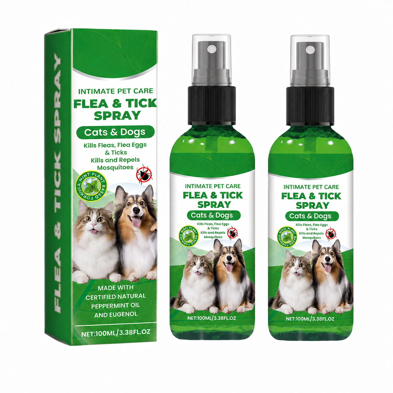 🍃Natural Flea & Tick Spray for Dogs & Cats–Helps Kill & Repel Fleas & Ticks