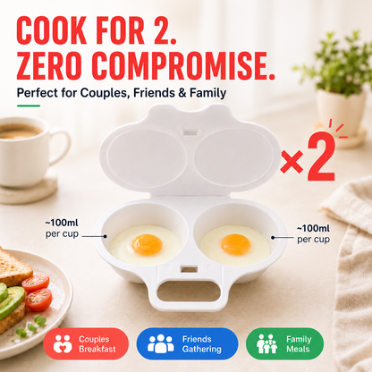 🍳 BUY 1 GET 1 FREE! ✨ Dual Cavity Microwave Egg Poacher – Quick Oil-Free Cooking, Food-Grade PP & Versatile Kitchen Essential 💫