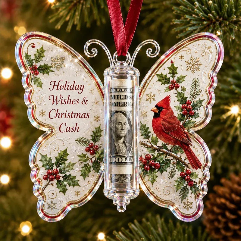 Last Day 50% OFF🦋💵 Christmas Cash Gift Butterfly Ornament – Holiday Money Holder Keepsake 🎄✨