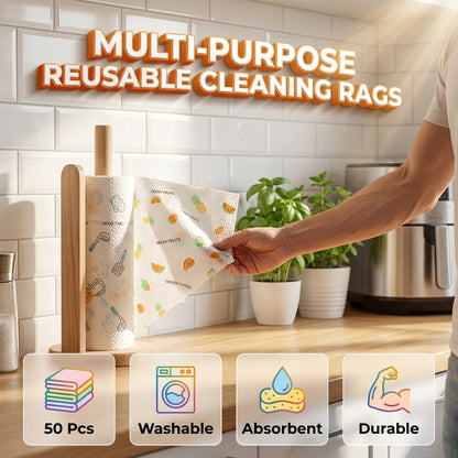 Anti-Grease Washable Cleaning Rags (50Pcs/Roll)