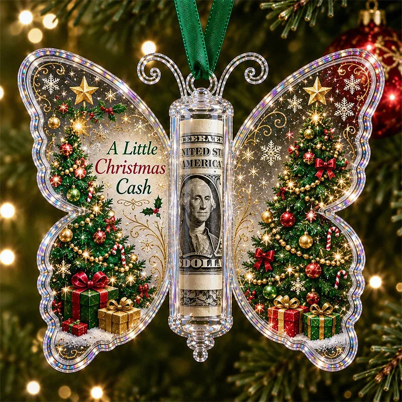 Last Day 50% OFF🦋💵 Christmas Cash Gift Butterfly Ornament – Holiday Money Holder Keepsake 🎄✨