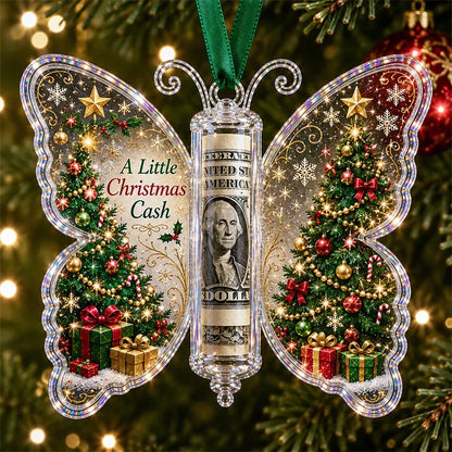 Last Day 50% OFF🦋💵 Christmas Cash Gift Butterfly Ornament – Holiday Money Holder Keepsake 🎄✨