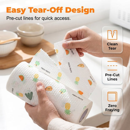 Anti-Grease Washable Cleaning Rags (50Pcs/Roll)