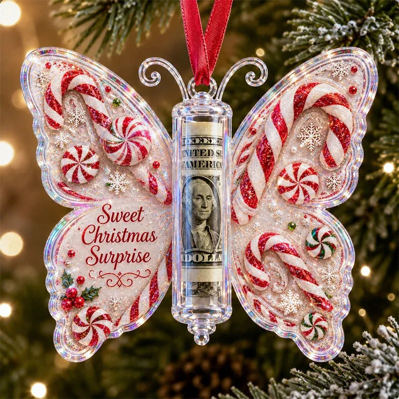 Last Day 50% OFF🦋💵 Christmas Cash Gift Butterfly Ornament – Holiday Money Holder Keepsake 🎄✨