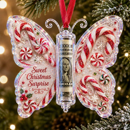 Last Day 50% OFF🦋💵 Christmas Cash Gift Butterfly Ornament – Holiday Money Holder Keepsake 🎄✨