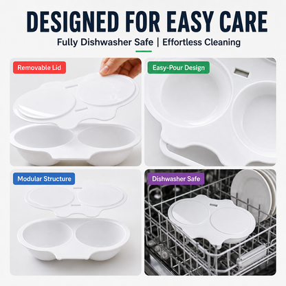 🍳 BUY 1 GET 1 FREE! ✨ Dual Cavity Microwave Egg Poacher – Quick Oil-Free Cooking, Food-Grade PP & Versatile Kitchen Essential 💫