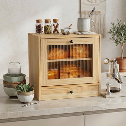Minimalist Solid Wood Bread & Countertop Cabinet