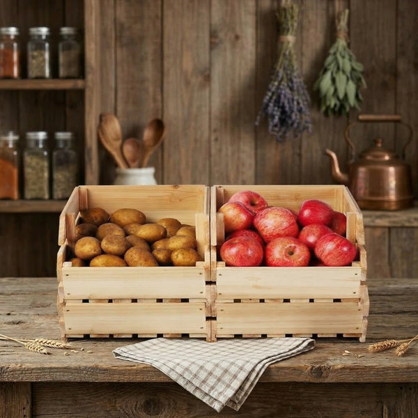 Stackable Solid Wood Kitchen Storage Crate