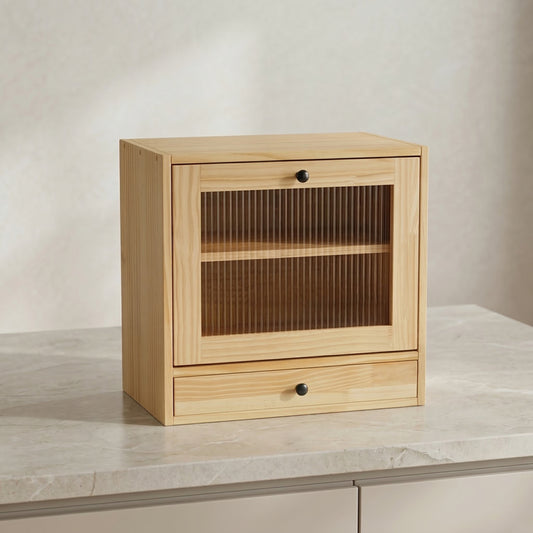 Minimalist Solid Wood Bread & Countertop Cabinet