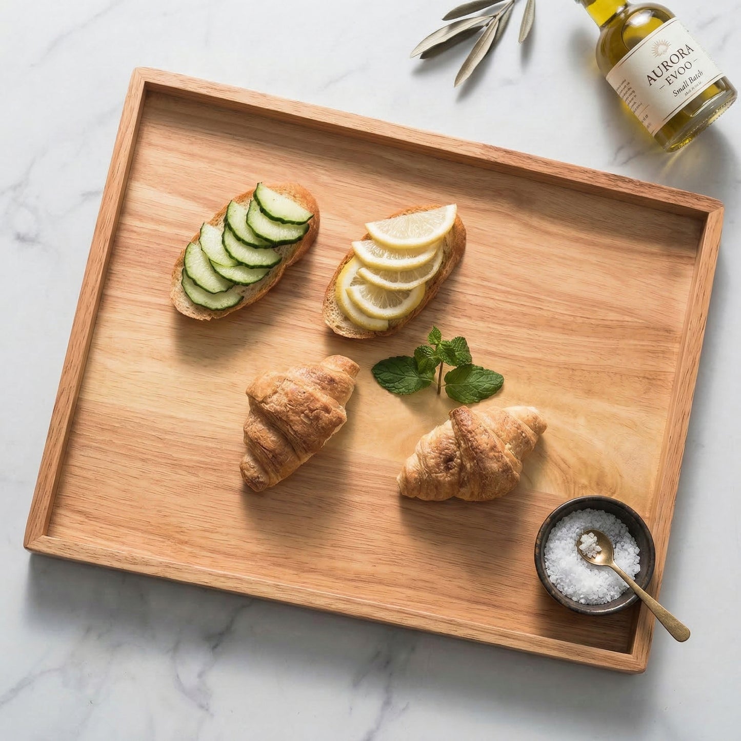 Minimalist Rubber Wood Serving & Prep Tray