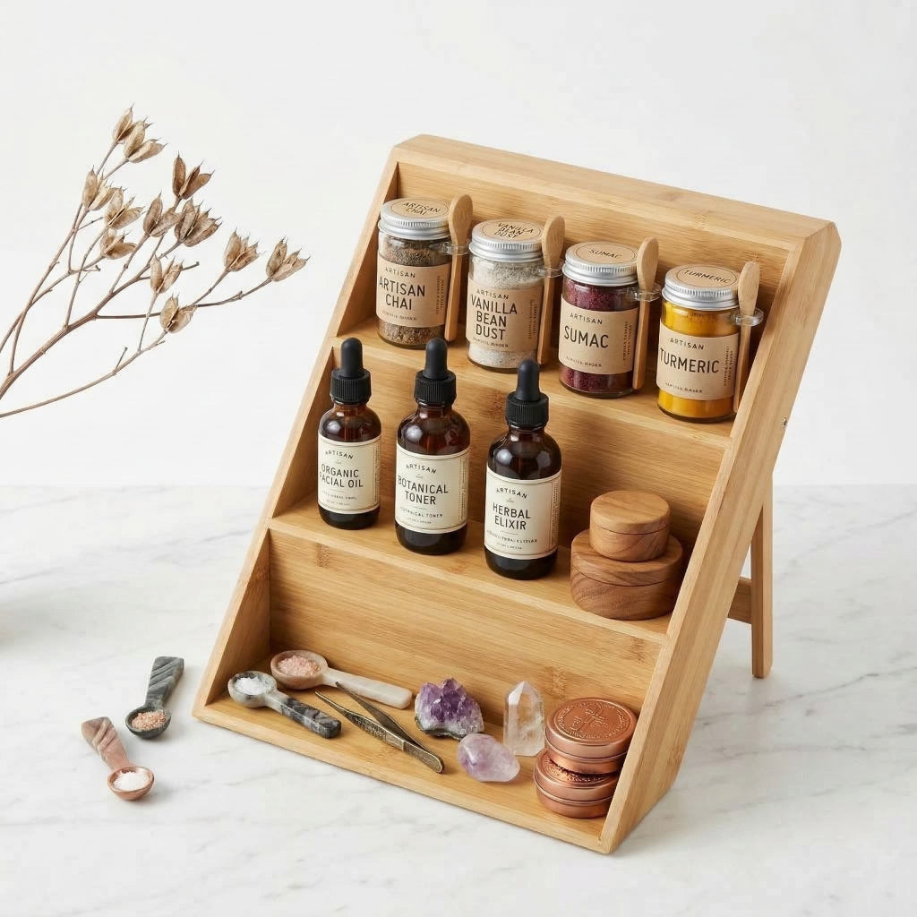 3-Tier Wooden Spice Rack Organizer