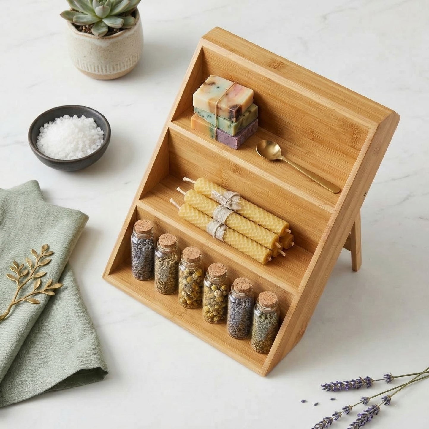 3-Tier Wooden Spice Rack Organizer