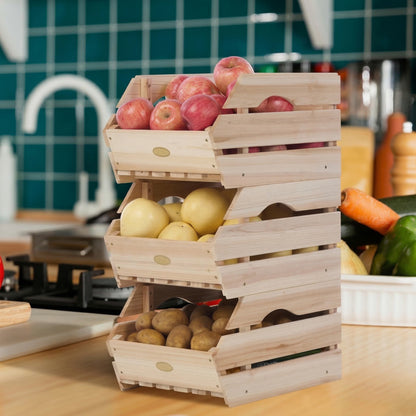 Stackable Solid Wood Kitchen Storage Crate