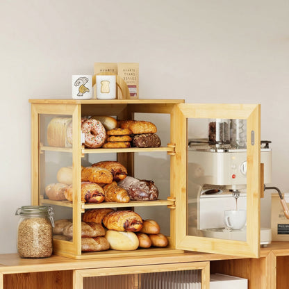 Premium Bamboo Double-Layer Bread Box