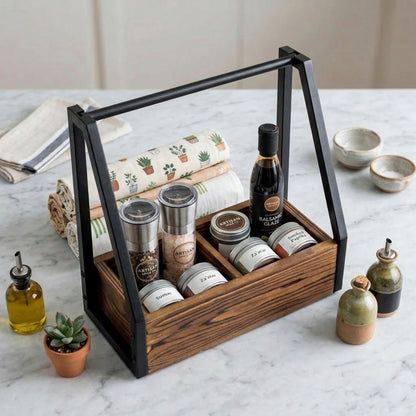 Industrial Rustic 2-in-1 Paper Towel & Spice Organizer