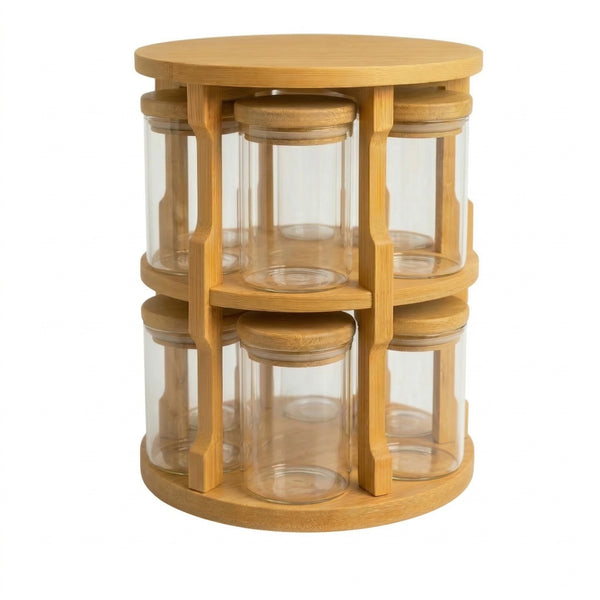2-Tier Rotating Bamboo Spice Rack
