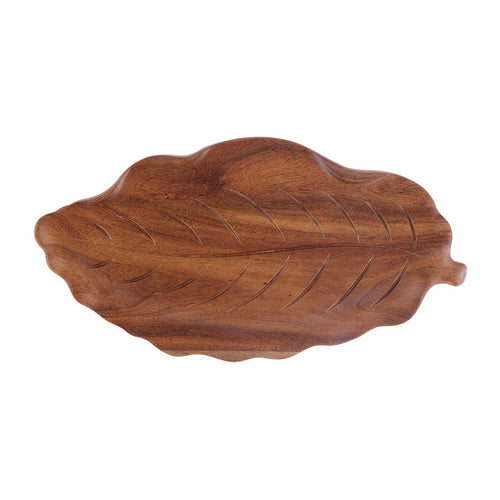 Organic Acacia Wood Leaf Serving Tray