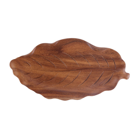 Organic Acacia Wood Leaf Serving Tray