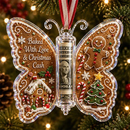 Last Day 50% OFF🦋💵 Christmas Cash Gift Butterfly Ornament – Holiday Money Holder Keepsake 🎄✨
