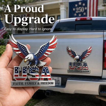 US250th Anniversary 50% OFF - ★USA Faith, Family & Freedom★ Metal Emblem