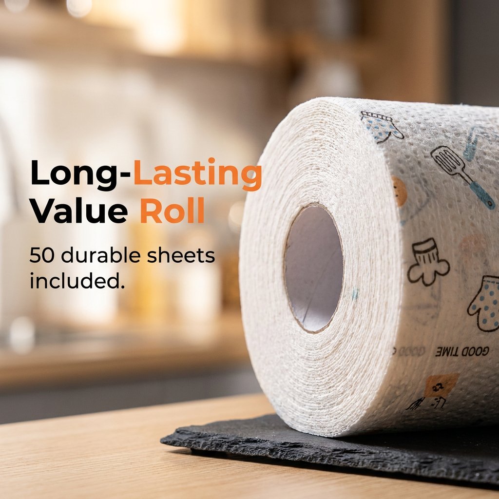 Anti-Grease Washable Cleaning Rags (50Pcs/Roll)