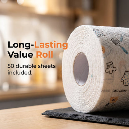 Anti-Grease Washable Cleaning Rags (50Pcs/Roll)