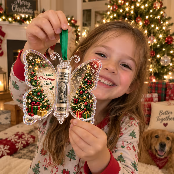 Last Day 50% OFF🦋💵 Christmas Cash Gift Butterfly Ornament – Holiday Money Holder Keepsake 🎄✨