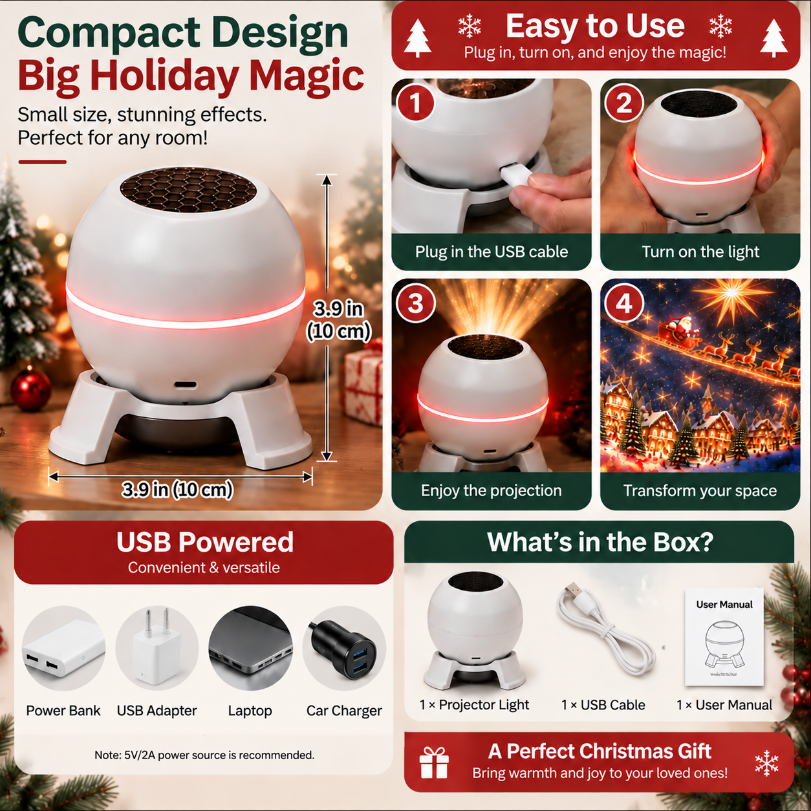 Limited-Time Offer: 50% OFF✨ Moving Holiday Pattern Projector – 8-Theme & Music Options
