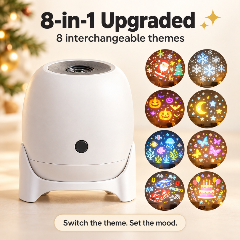 Limited-Time Offer: 50% OFF✨ Moving Holiday Pattern Projector – 8-Theme & Music Options