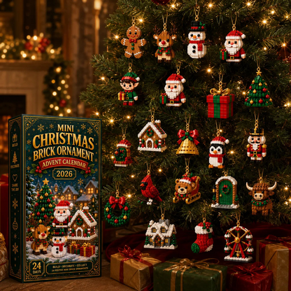⏳ Last Day 50% OFF – 🎄24-Day Mini Christmas Brick Ornament Advent Calendar | 24 Unique Buildable Holiday Ornaments to Create, Hang & Keep 🧱