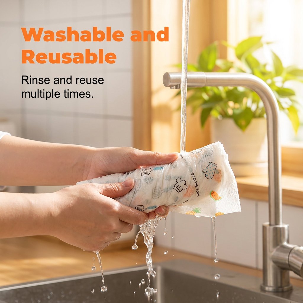 Anti-Grease Washable Cleaning Rags (50Pcs/Roll)
